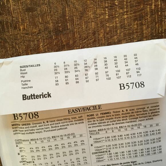 Butterick Sewing Pattern B5708 Retro 1953 Design Dress Shoulder Ties 14-22 UNCUT - Picture 3 of 3